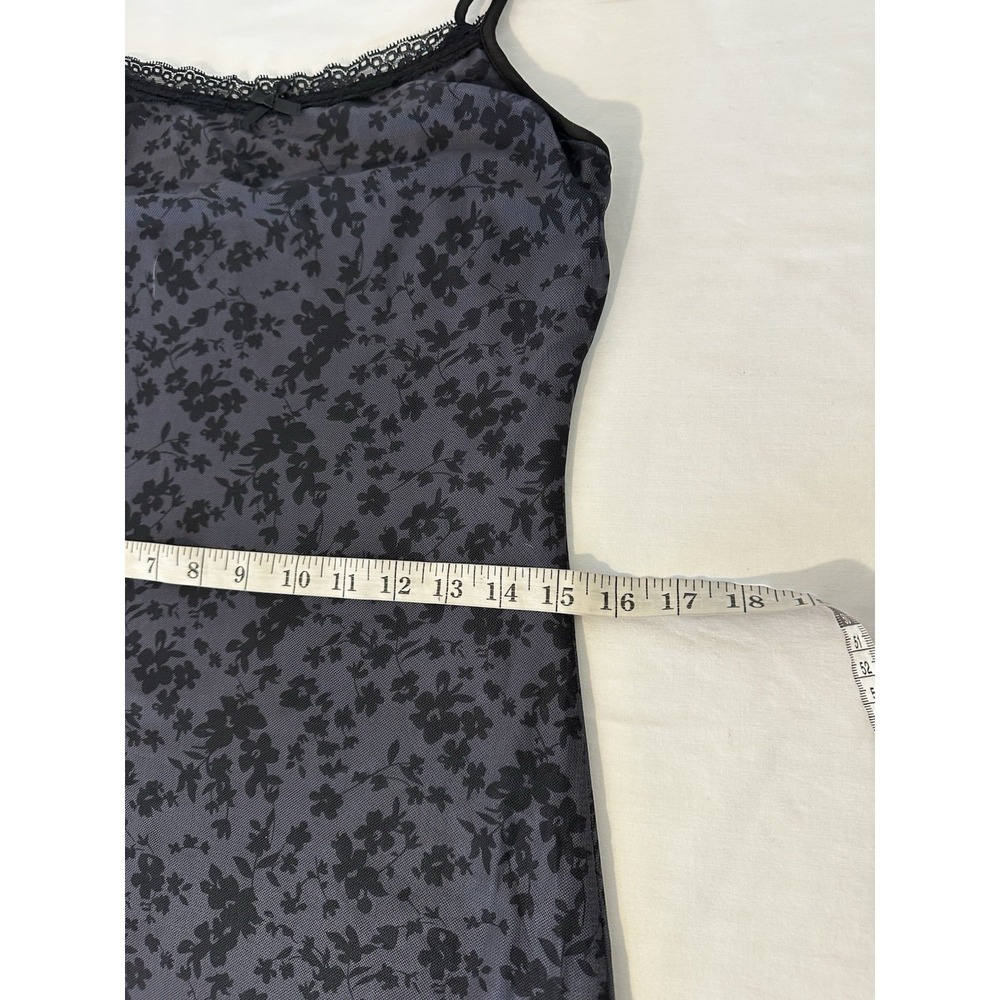 Black And Gray Floral‎ Maxi Dress Lace Trim Mesh Lined Large Whimsigoth Grunge - Picture 8 of 10